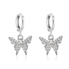 Silver Butterfly Garden Earrings