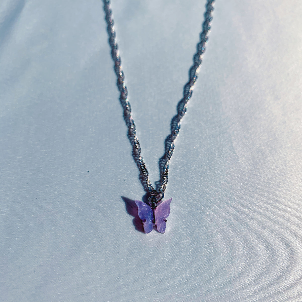 Silver Lily Lilac Necklace (4468407468098)
